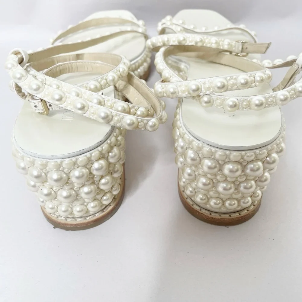 JIMMY CHOO Drive Pearl Embellished Wedge Heel Sandals